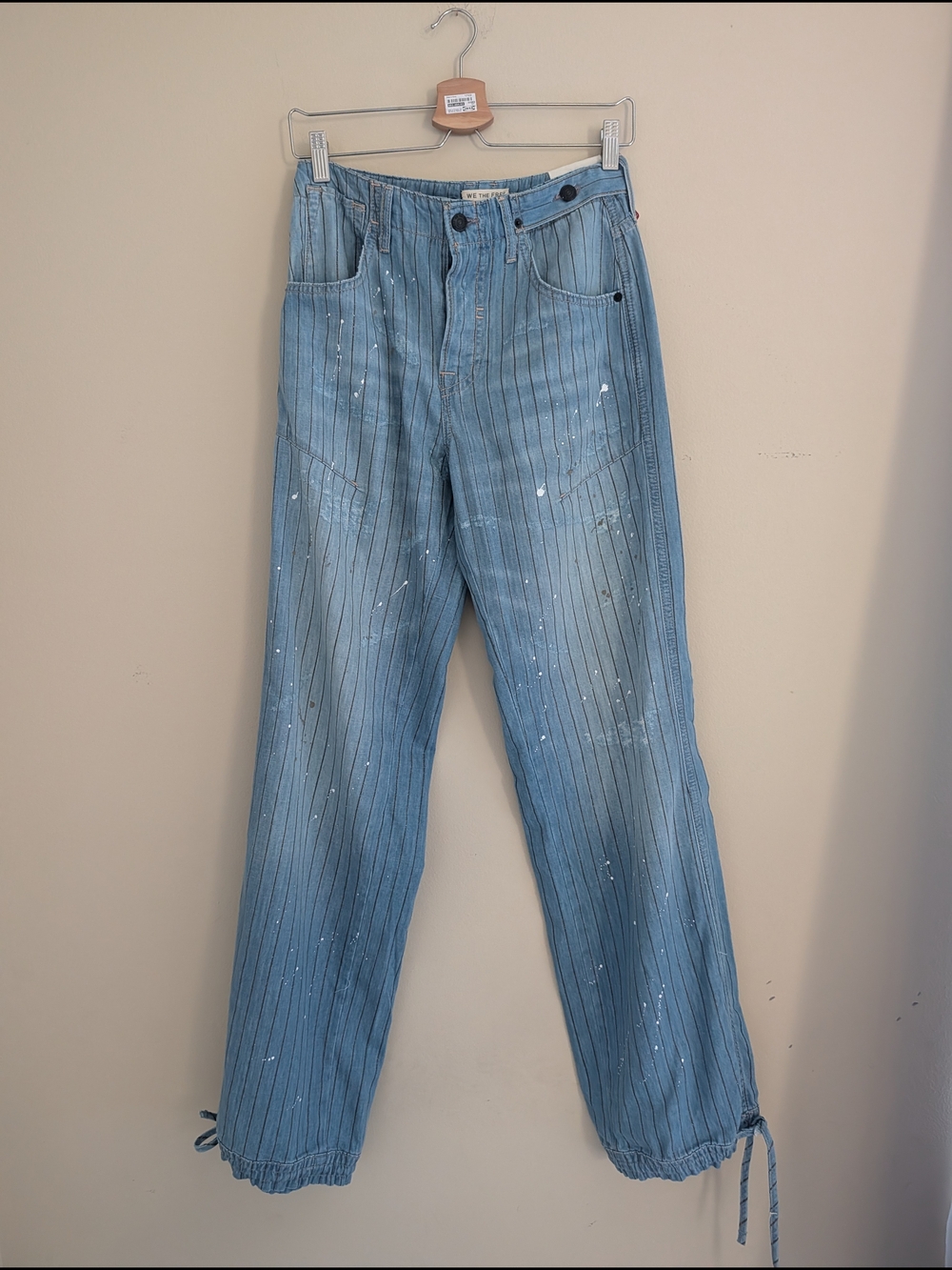 NWT Free People We The Free Don't Wait Up Pinstripe Boyfriend Jeans Size 26 - Picture 3 of 10